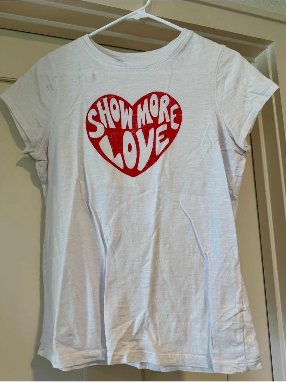 Universal Thread White Tee with Red Heart 'Show More Love' Graphic